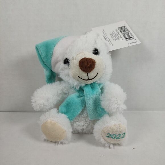 Lot of 3 Christmas Mini Plush Bears Multicolor Xmas Gift Santa Hat Bow Stocking - Picture 5 of 16